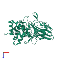 PDB entry 2f6f coloured by chain, top view.