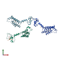 PDB entry 2f6j coloured by chain, front view.