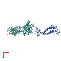 PDB entry 2f6j coloured by chain, top view.