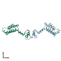 PDB entry 2f6n coloured by chain, front view.