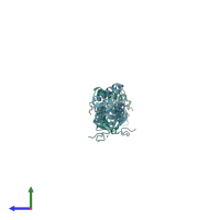 PDB entry 2f6n coloured by chain, side view.