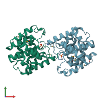 PDB entry 2f6s coloured by chain, front view.