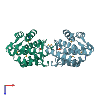 PDB entry 2f6s coloured by chain, top view.