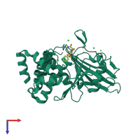 PDB entry 2f6v coloured by chain, top view.