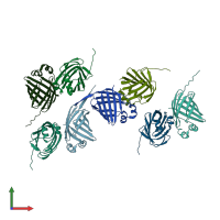 PDB entry 2f73 coloured by chain, front view.