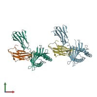 PDB entry 2f74 coloured by chain, front view.