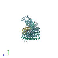 PDB entry 2f74 coloured by chain, side view.