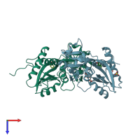 PDB entry 2f7a coloured by chain, top view.