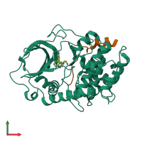 PDB entry 2f7e coloured by chain, front view.