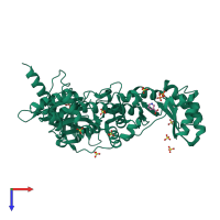 PDB entry 2f7f coloured by chain, top view.