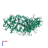 PDB entry 2f7p coloured by chain, top view.