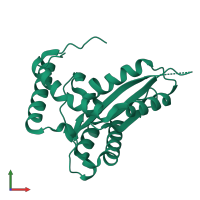 PDB entry 2f7t coloured by chain, front view.