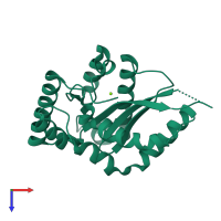 PDB entry 2f7t coloured by chain, top view.
