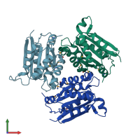 PDB entry 2f7w coloured by chain, front view.