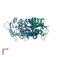 PDB entry 2f7w coloured by chain, top view.