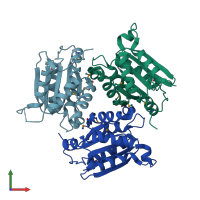 PDB entry 2f7y coloured by chain, front view.