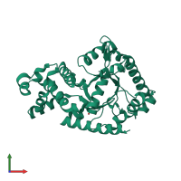 PDB entry 2f84 coloured by chain, front view.