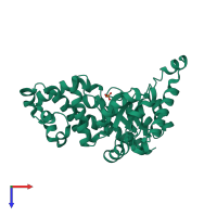 PDB entry 2f84 coloured by chain, top view.