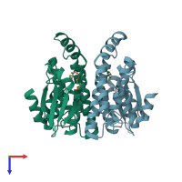 PDB entry 2f8f coloured by chain, top view.