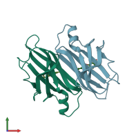 PDB entry 2f8i coloured by chain, front view.