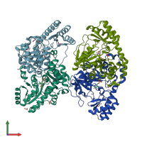 PDB entry 2f8j coloured by chain, front view.