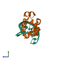 PDB entry 2f8k coloured by chain, side view.