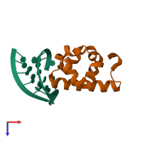 PDB entry 2f8k coloured by chain, top view.