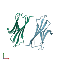 PDB entry 2f8o coloured by chain, front view.