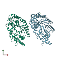 PDB entry 2f8q coloured by chain, front view.