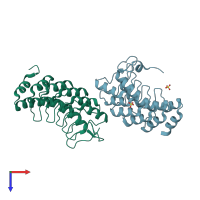 PDB entry 2f8y coloured by chain, top view.