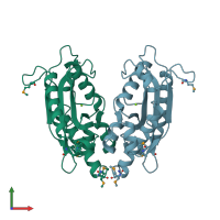 PDB entry 2f96 coloured by chain, front view.