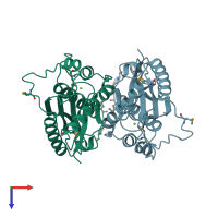 PDB entry 2f96 coloured by chain, top view.