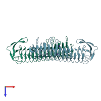 PDB entry 2f9c coloured by chain, top view.