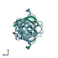 PDB entry 2f9h coloured by chain, side view.