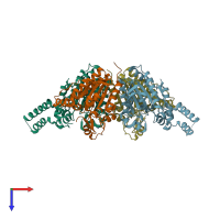 PDB entry 2f9i coloured by chain, top view.