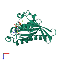 PDB entry 2f9l coloured by chain, top view.