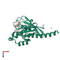 PDB entry 2f9m coloured by chain, top view.