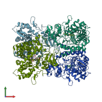 PDB entry 2f9q coloured by chain, front view.