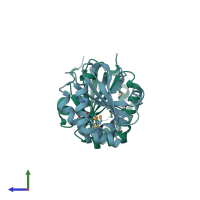 PDB entry 2f9s coloured by chain, side view.