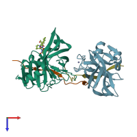 PDB entry 2f9u coloured by chain, top view.