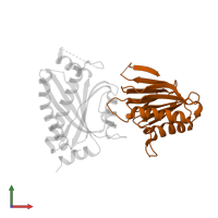 Chemoreceptor glutamine deamidase CheD in PDB entry 2f9z, assembly 1, front view.