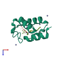 Monomeric assembly 2 of PDB entry 2fac coloured by chemically distinct molecules, top view.