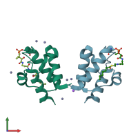 PDB entry 2fad coloured by chain, front view.