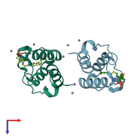PDB entry 2fad coloured by chain, top view.