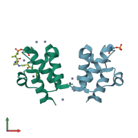 PDB entry 2fae coloured by chain, front view.