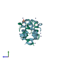 PDB entry 2fae coloured by chain, side view.
