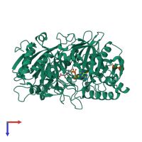 Monomeric assembly 4 of PDB entry 2fah coloured by chemically distinct molecules, top view.