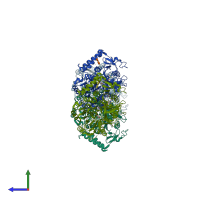 PDB entry 2fah coloured by chain, side view.