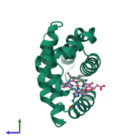 PDB entry 2fam coloured by chain, side view.