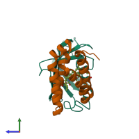 PDB entry 2fap coloured by chain, side view.